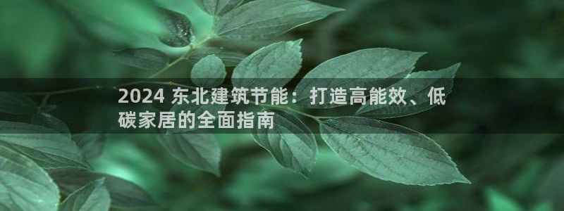 尊亿游戏国际官网：2024 东北建筑节能：打造高能效、低
碳家居的全面指南