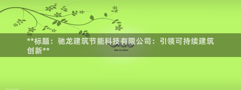 e尊国际app：**标题：驰龙建筑节能科技有限公司：引领可持续建筑
创新**
