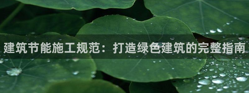 尊亿娱乐国际官网：建筑节能施工规范：打造绿色建筑的完整指南